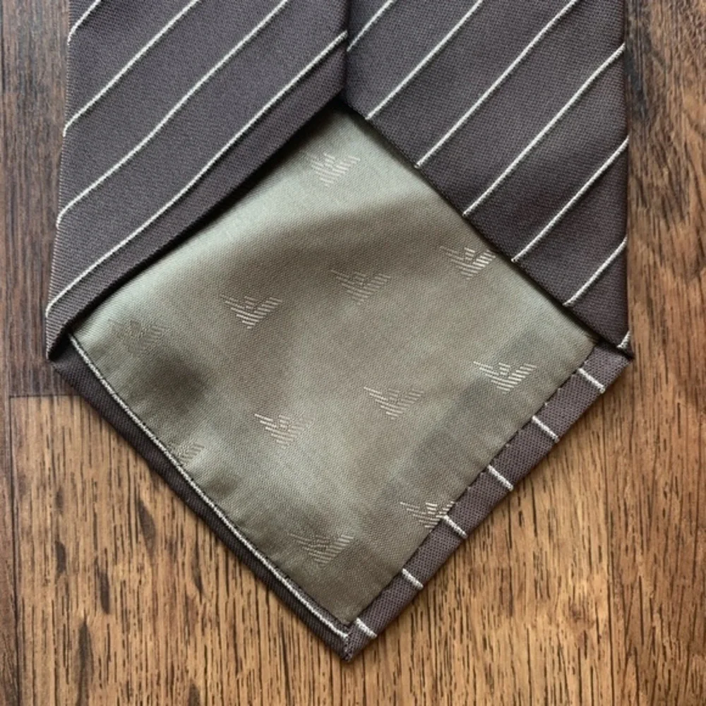 Emporio Armani Textured Tan Striped Tie